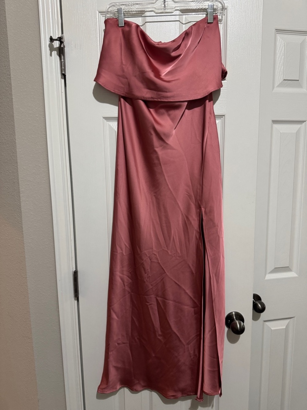 Petal & Pup Strapless Satin Maxi Dress in Dusty Rose